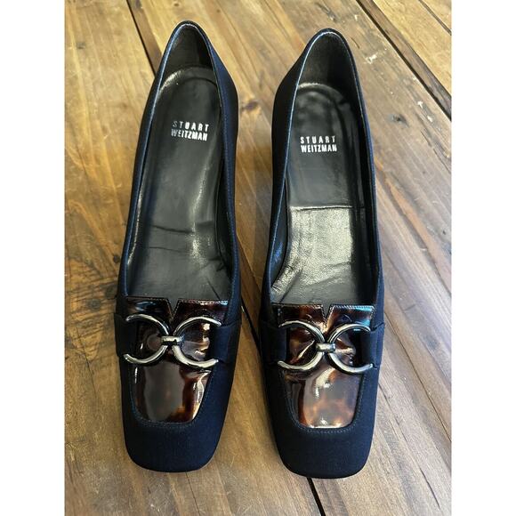 Stuart Weitzman Shoes - Stuart Weitzman Shoes Size 8 M Black Suede Square Toe Block Heels Pumps Classic
